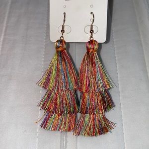 Multicolor fringe earrings!